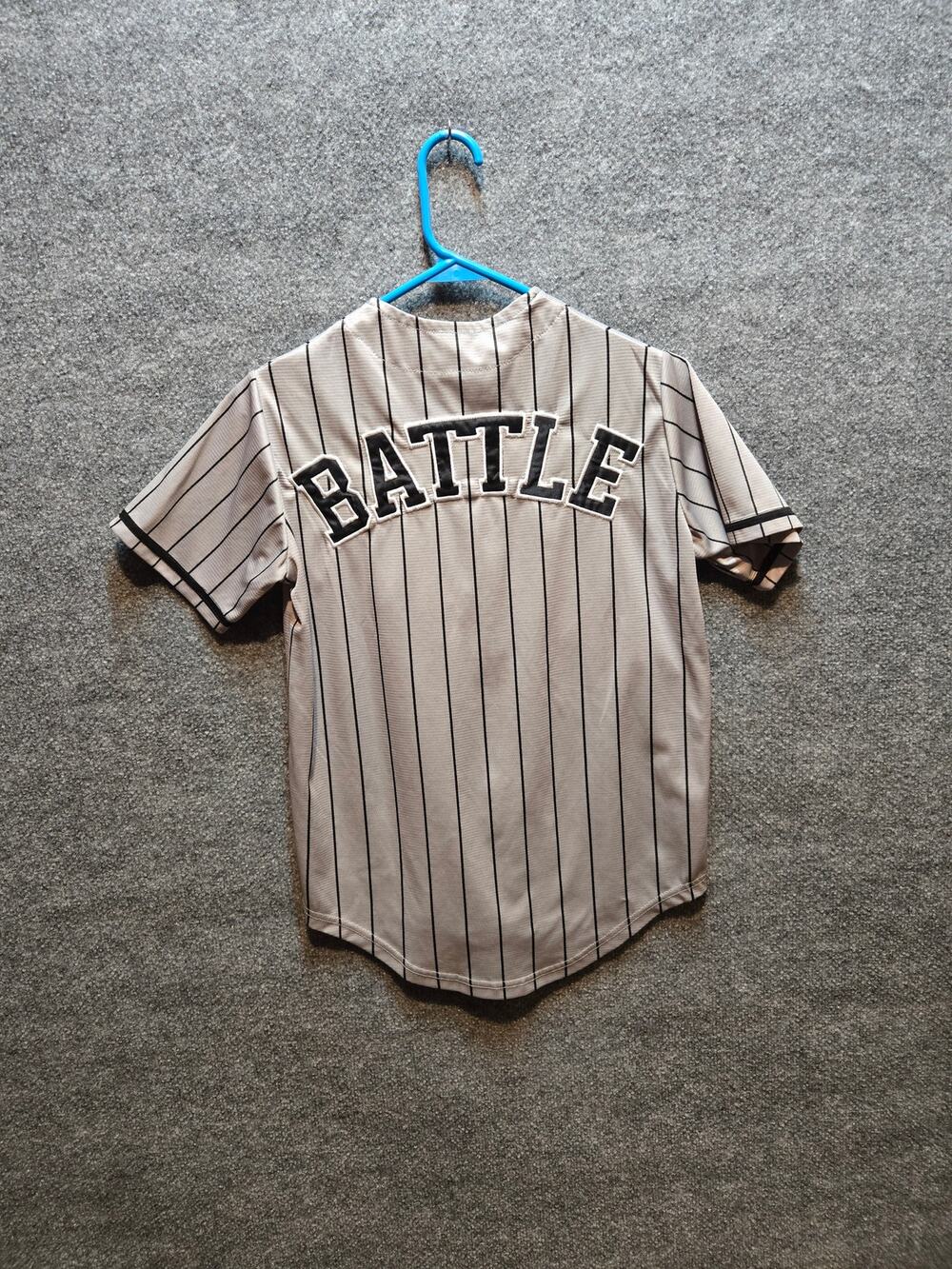 Battle Sports Youth Medium Grey Pinstripe Button-Up Baseball Jersey YM